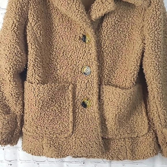FREE PEOPLE So Soft Faux Shearling Sherpa Teddy Coat JACKET BROWN Womens Size M - Picture 10 of 17